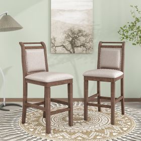TOPMAX 3-Piece Wood Counter Height Dining Set With 2 Upholstered Chairs