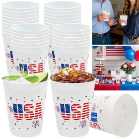 18 Pcs 4th of July Drink Cups Patriotic USA Flag Design Plastic Cup 16 oz Labor Day Star Tumbler for Beverage for Independence Day Memorial Day Party