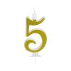 Gold Birthday Candles for Cake, Premium Glitter 5nd Number Candle Birthday Party Wedding Anniversary 14cm* 12pcs