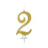 Gold Birthday Candles for Cake, Premium Glitter 2nd Number Candle Birthday Party Wedding Anniversary 14cm* 12pcs