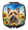 Cairn Terrier in Sunflowers Compact Mirror Decorative Travel Makeup Mirror for Women Girls Gifts Pocket Makeup Mirror Folding Handheld