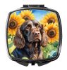 Boykin Spaniel in Sunflowers Compact Mirror Decorative Travel Makeup Mirror for Women Girls Gifts Pocket Makeup Mirror Folding Handheld