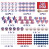 180 Pcs 4th of July Wooden Beads America Stars Heart Shape Spacer Beads Blue Red White Farmhouse Polished Round Beads Patriotic Independence Day Craft
