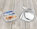 Starfish Compact Mirror Decorative Travel Makeup Mirror for Women Girls Gifts Pocket Makeup Mirror Folding Handheld