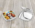 Cavalier Spaniel in Sunflowers Compact Mirror Decorative Travel Makeup Mirror for Women Girls Gifts Pocket Makeup Mirror Folding Handheld
