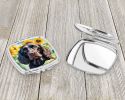 American Water Spaniel in Sunflowers Compact Mirror Decorative Travel Makeup Mirror for Women Girls Gifts Pocket Makeup Mirror Folding Handheld