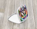 Shih Tzu Hippie Dawg Compact Mirror Decorative Travel Makeup Mirror for Women Girls Gifts Pocket Makeup Mirror Folding Handheld