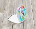 Westie Hippie Dawg Compact Mirror Decorative Travel Makeup Mirror for Women Girls Gifts Pocket Makeup Mirror Folding Handheld