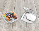 Cavalier Spaniel Hippie Dawg Compact Mirror Decorative Travel Makeup Mirror for Women Girls Gifts Pocket Makeup Mirror Folding Handheld