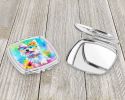Westie Hippie Dawg Compact Mirror Decorative Travel Makeup Mirror for Women Girls Gifts Pocket Makeup Mirror Folding Handheld