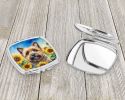 Cairn Terrier in Sunflowers Compact Mirror Decorative Travel Makeup Mirror for Women Girls Gifts Pocket Makeup Mirror Folding Handheld