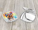 Yorkshire Terrier Hippie Dawg Compact Mirror Decorative Travel Makeup Mirror for Women Girls Gifts Pocket Makeup Mirror Folding Handheld