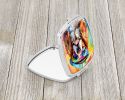 Cavalier Spaniel Hippie Dawg Compact Mirror Decorative Travel Makeup Mirror for Women Girls Gifts Pocket Makeup Mirror Folding Handheld