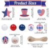 180 Pcs 4th of July Wooden Beads America Stars Heart Shape Spacer Beads Blue Red White Farmhouse Polished Round Beads Patriotic Independence Day Craft