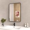 24x36 In. Aluminum Framed Rounded Rectangle Bathroom Wall Mirror, Matte Black Bathroom Vanity Mirror Farmhouse, Anti-Rust, Tempered Glass mirrors