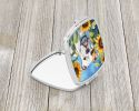 American Bulldog in Sunflowers Compact Mirror Decorative Travel Makeup Mirror for Women Girls Gifts Pocket Makeup Mirror Folding Handheld