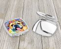 English Bulldog Hippie Dawg Compact Mirror Decorative Travel Makeup Mirror for Women Girls Gifts Pocket Makeup Mirror Folding Handheld