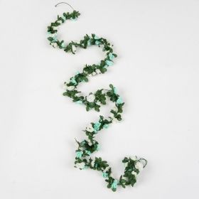 1pc 98.43inch/8.2ft Rose Artificial Flowers; Artificial Flower Christmas Garland; Fake Rose Vine For Wedding Home Room Decoration Spring Autumn G (Quantity: 1pc, Color: Blue)