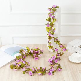 1pc 98.43inch/8.2ft Rose Artificial Flowers; Artificial Flower Christmas Garland; Fake Rose Vine For Wedding Home Room Decoration Spring Autumn G (Quantity: 1pc, Color: Light Purple)