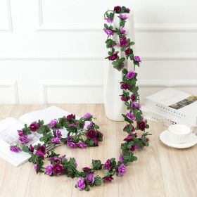1pc 98.43inch/8.2ft Rose Artificial Flowers; Artificial Flower Christmas Garland; Fake Rose Vine For Wedding Home Room Decoration Spring Autumn G (Quantity: 1pc, Color: Purple)