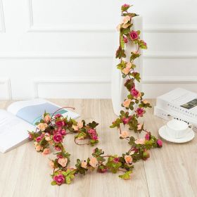 1pc 98.43inch/8.2ft Rose Artificial Flowers; Artificial Flower Christmas Garland; Fake Rose Vine For Wedding Home Room Decoration Spring Autumn G (Quantity: 1pc, Color: Purple Red)