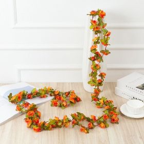1pc 98.43inch/8.2ft Rose Artificial Flowers; Artificial Flower Christmas Garland; Fake Rose Vine For Wedding Home Room Decoration Spring Autumn G (Quantity: 1pc, Color: Orange)