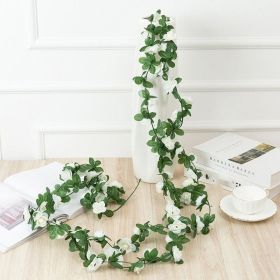 1pc 98.43inch/8.2ft Rose Artificial Flowers; Artificial Flower Christmas Garland; Fake Rose Vine For Wedding Home Room Decoration Spring Autumn G (Quantity: 1pc, Color: White)