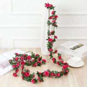 1pc 98.43inch/8.2ft Rose Artificial Flowers; Artificial Flower Christmas Garland; Fake Rose Vine For Wedding Home Room Decoration Spring Autumn G (Quantity: 1pc, Color: Rose Red)