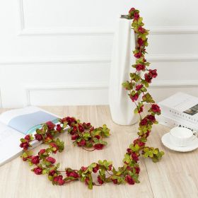 1pc 98.43inch/8.2ft Rose Artificial Flowers; Artificial Flower Christmas Garland; Fake Rose Vine For Wedding Home Room Decoration Spring Autumn G (Quantity: 1pc, Color: Wine Red)