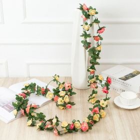 1pc 98.43inch/8.2ft Rose Artificial Flowers; Artificial Flower Christmas Garland; Fake Rose Vine For Wedding Home Room Decoration Spring Autumn G (Quantity: 1pc, Color: Champagne)
