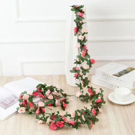 1pc 98.43inch/8.2ft Rose Artificial Flowers; Artificial Flower Christmas Garland; Fake Rose Vine For Wedding Home Room Decoration Spring Autumn G (Quantity: 1pc, Color: Rose Pink)