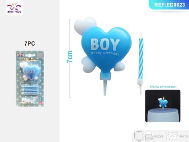 20PACK BirthdayLanguage Candle Set Multilingual Birthday Cake Candles for International Celebrations (0-9: HP Blue Heart)