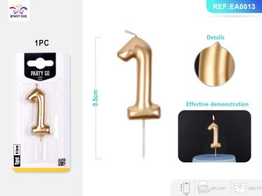9.5 cm 1PCS *24PACK  Gold Spray Number Candle Gradient Birthday Candle for Magical Cake Decorations (0-9: 1)