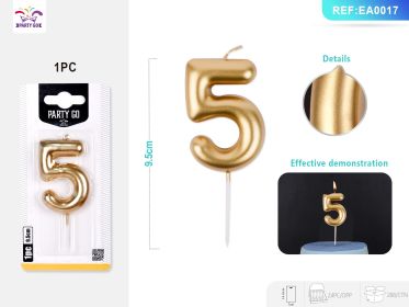 9.5 cm 1PCS *24PACK  Gold Spray Number Candle Gradient Birthday Candle for Magical Cake Decorations (0-9: 5)
