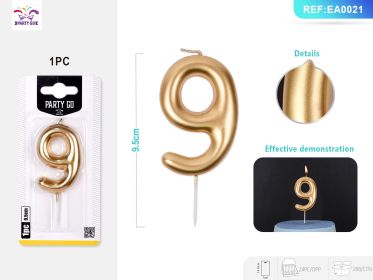 9.5 cm 1PCS *24PACK  Gold Spray Number Candle Gradient Birthday Candle for Magical Cake Decorations (0-9: 9)