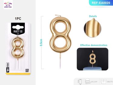 9.5 cm 1PCS *24PACK  Gold Spray Number Candle Gradient Birthday Candle for Magical Cake Decorations (0-9: 8)