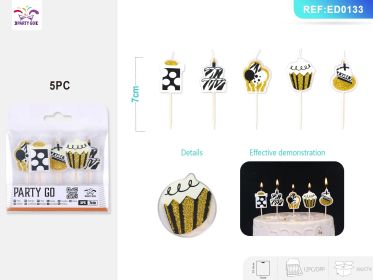 12 PACKS Shaped Candle Set Decorative Birthday Cake Candles with Fun and Themed Designs (Shaped: Cake 5PCS*12PACK)