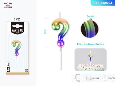 9.5 cm 1PCS *24PACK  Four-Color Gradient Number Candle Gradient Birthday Candle for Magical Cake Decorations (0-9: ?)