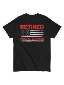 Patriotic Retired Postman 4th Of July Retired Postal Worker T-Shirt, All-Season, Family T-shirt. (Color: black, size: S)