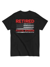 Patriotic Retired Postman 4th Of July Retired Postal Worker T-Shirt, All-Season, Family T-shirt. (Color: black, size: L)