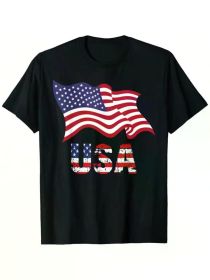 USA Flag American United States Of America 4th Of July Men'S Summer Casual T-Shirt, (Color: black, size: S)