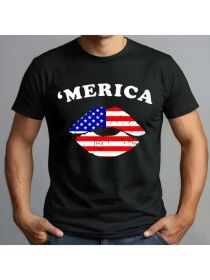 Men's Retro American Flag Graphic T-Shirt - Patriotic Short Sleeve Tee for 4th of July, Independence Day, and USA Pride (Color: black, size: L)