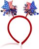 4th of July Headband Independence Day Head Boppers Patriotic Party Hair Supplies Hair Hoop Headwear; 2PCS